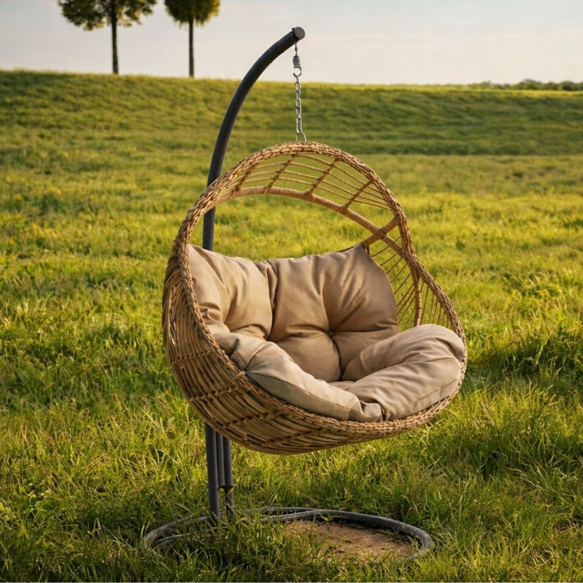 Chaise pendante Rodos dans un jardin verdoyant